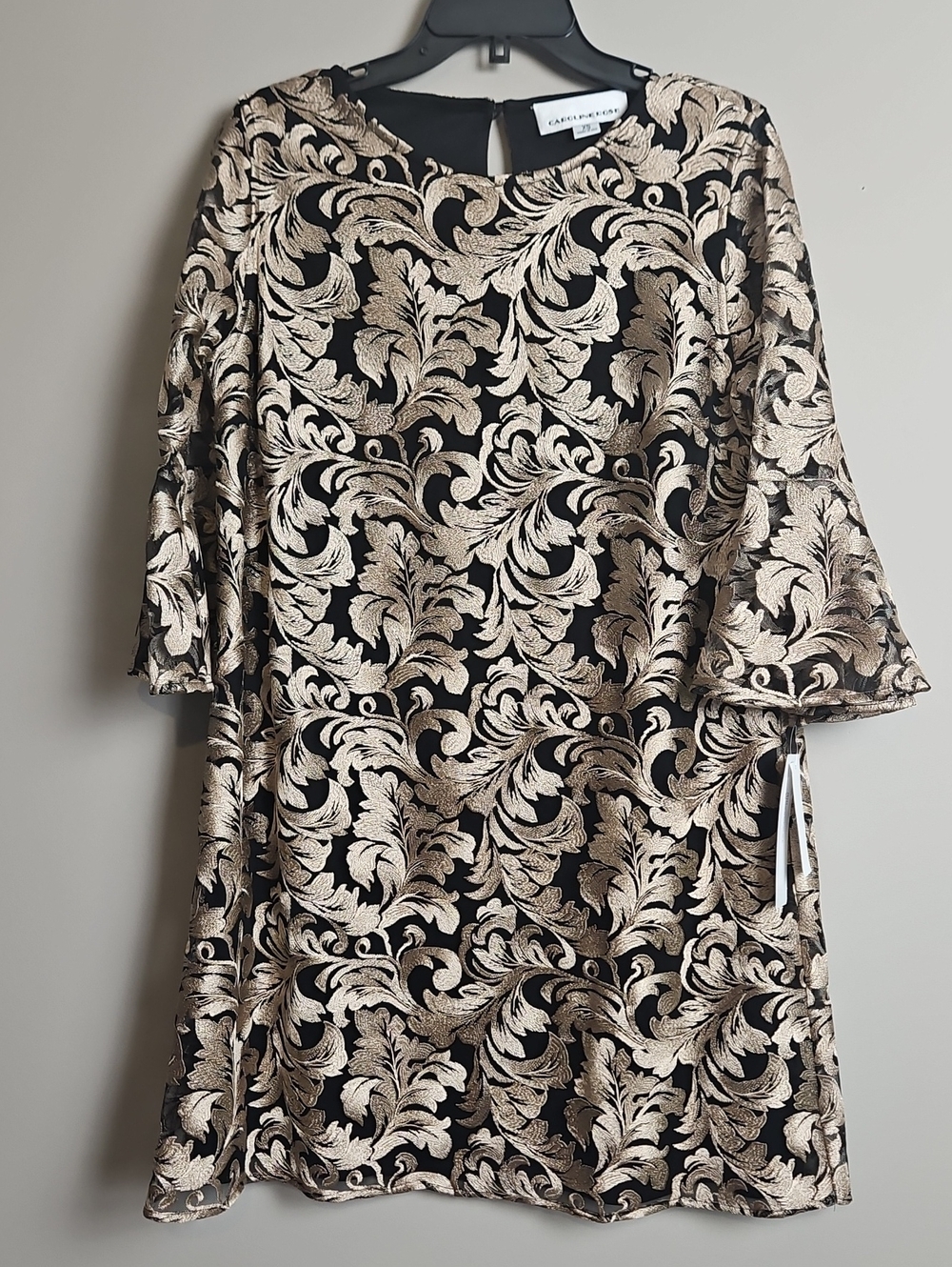 Caroline‎ Rose Bella 3/4 Bell Sleeve A-line Dress: Champagn Lace/Black: Size- XS